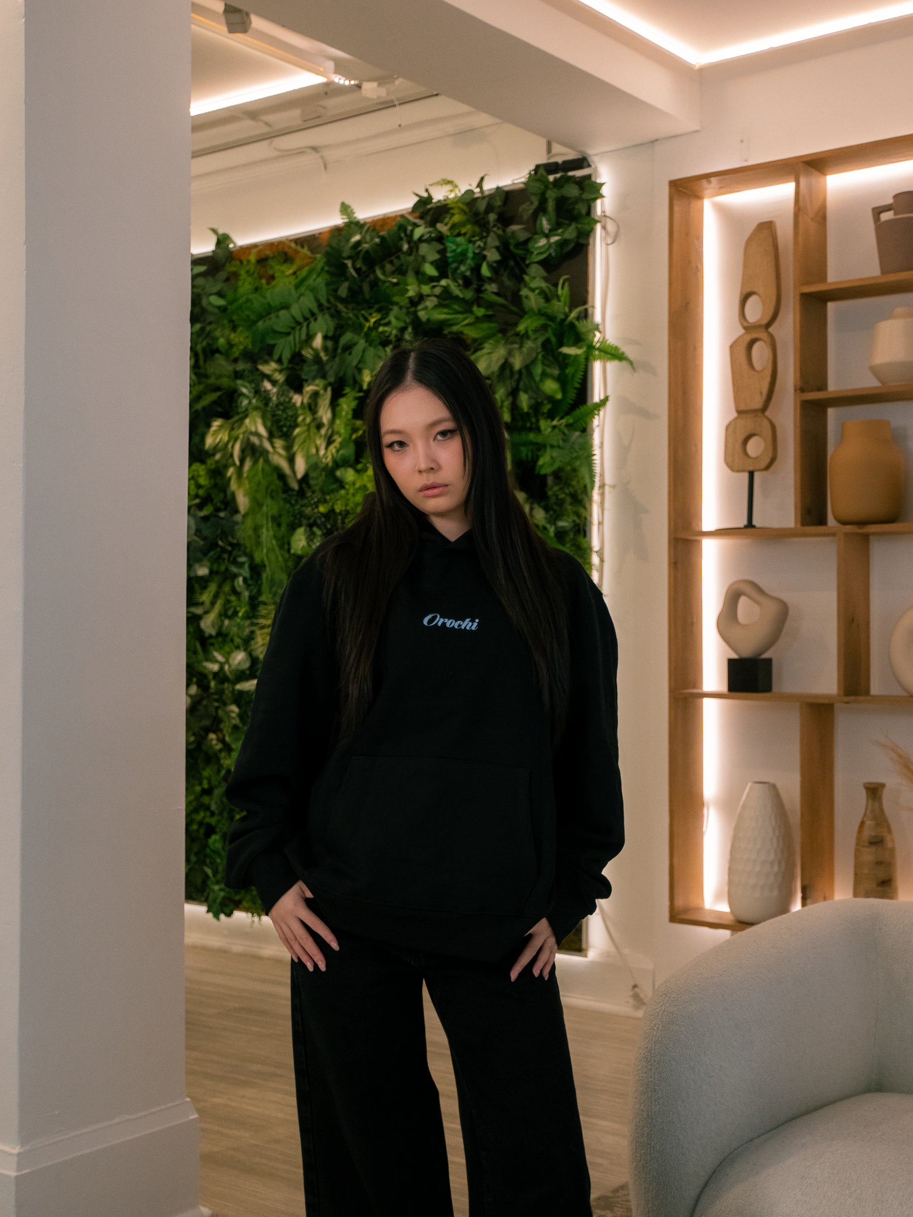 Blue Moon Flowers Box Hoodie - Black