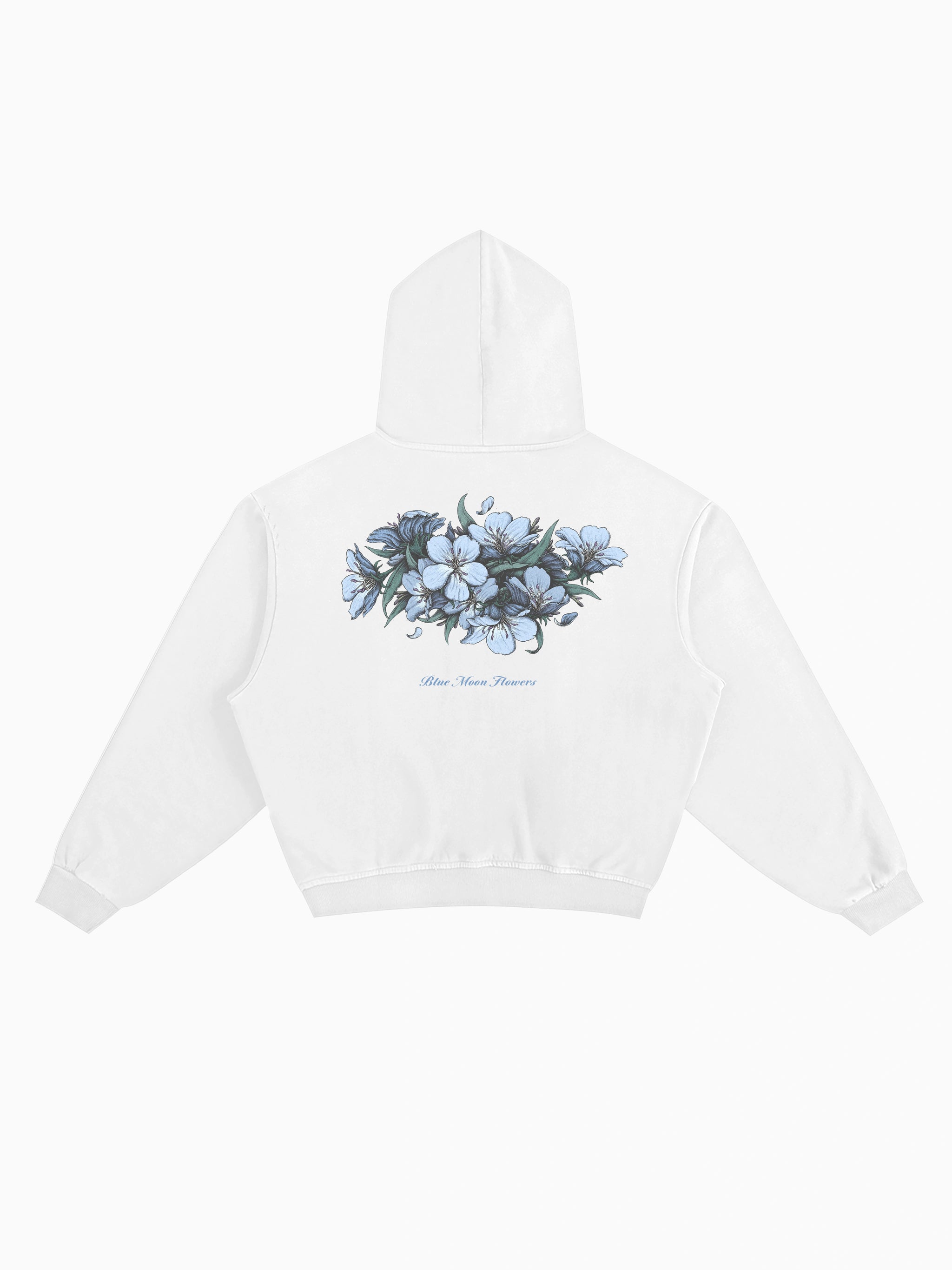 Blue Moon Flowers Box Hoodie - White