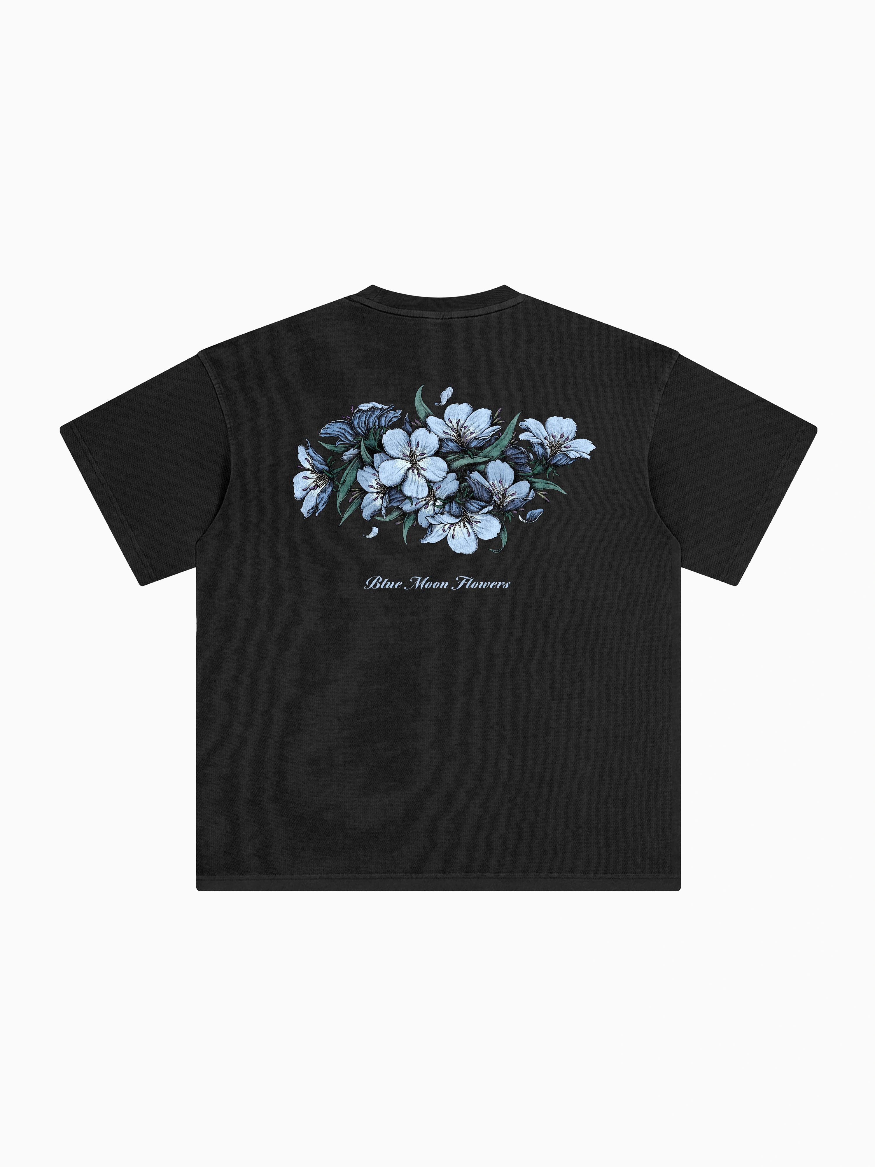 Blue Moon Flowers Box Tee - Black