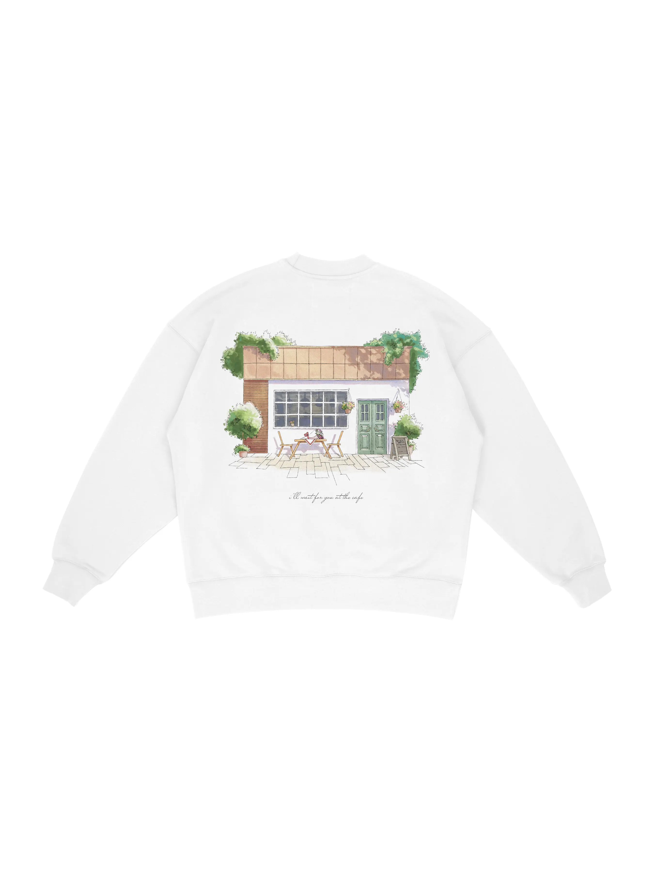 Cafe Box Crewneck - White