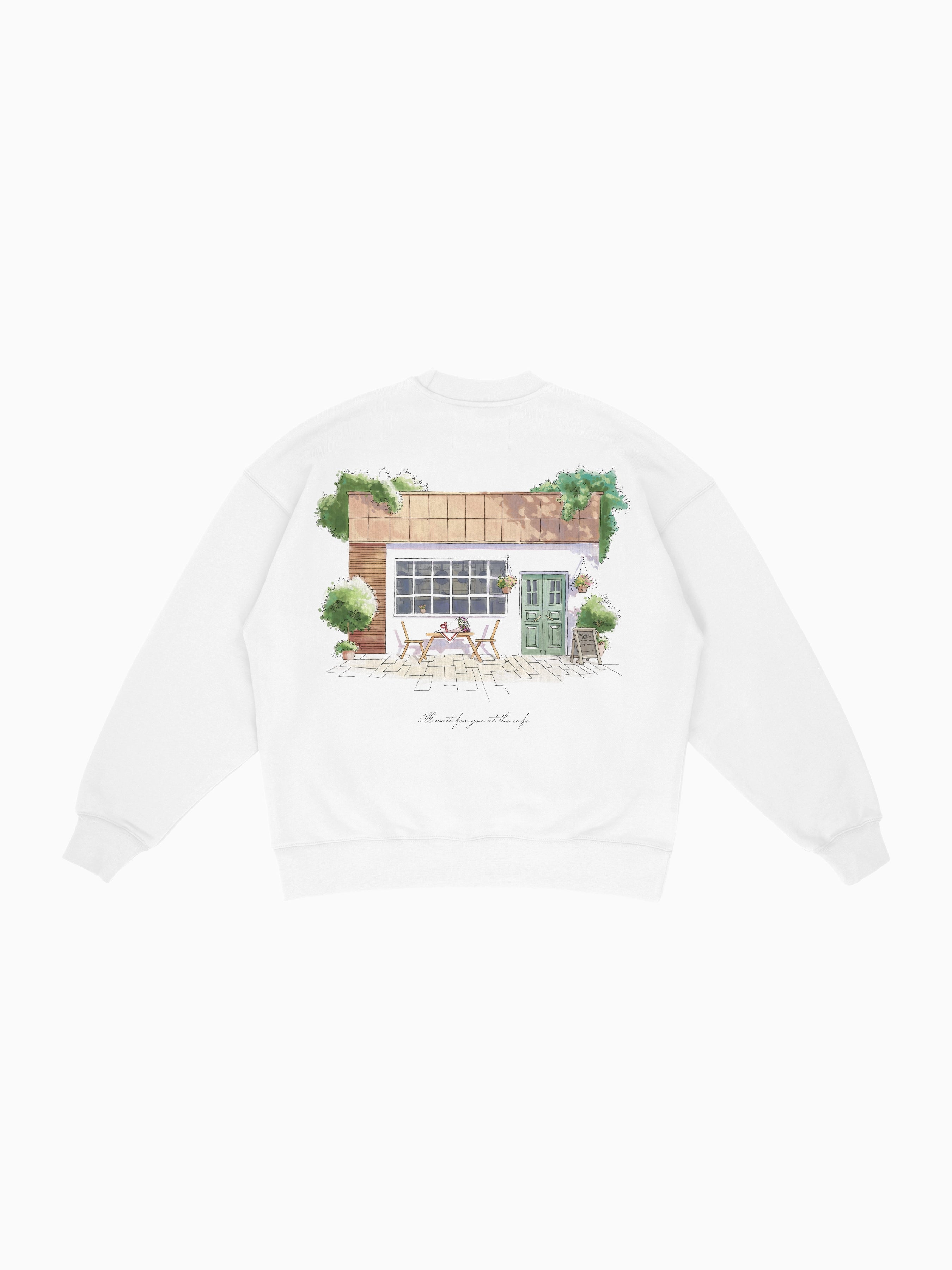 Cafe Box Crewneck - White