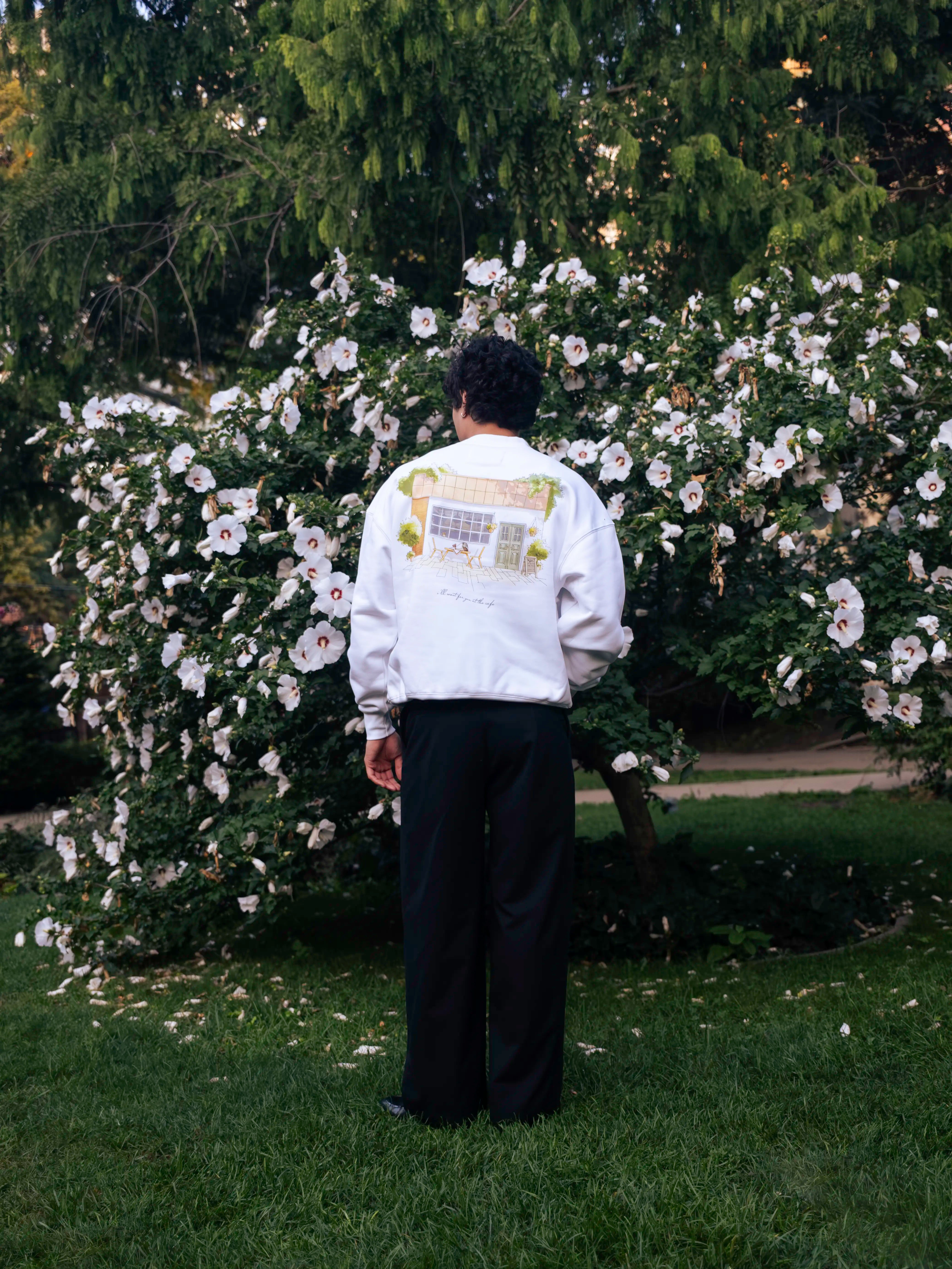 Cafe Box Crewneck - White