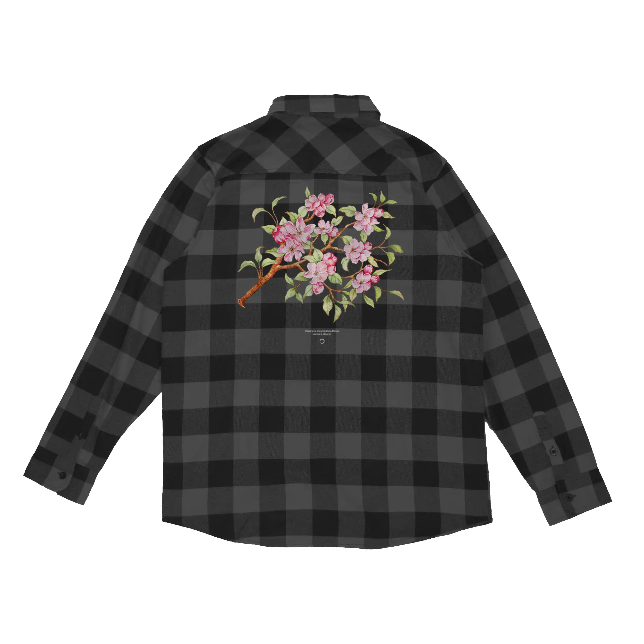 Apple Blossom Checkered Flannel - Black