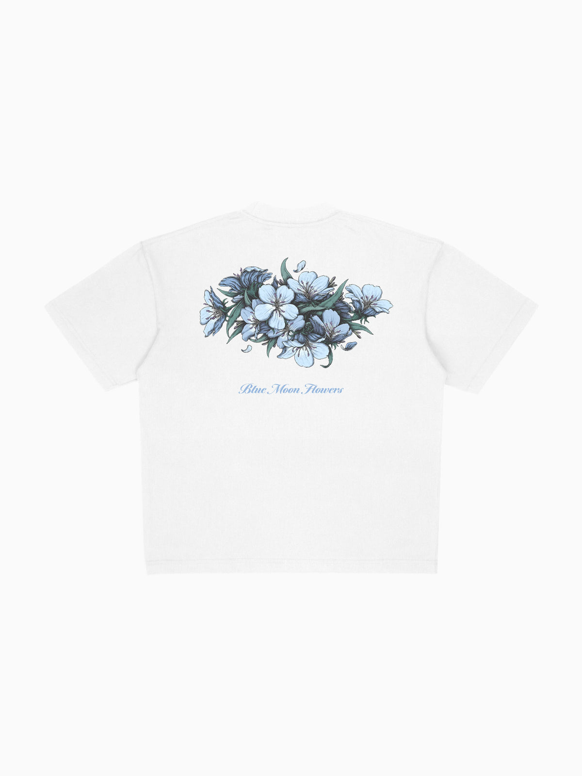 Blue Moon Flowers Tee - White (back mockup)