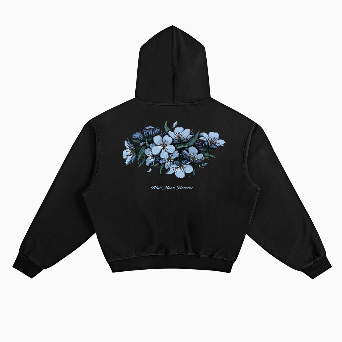 Blue Moon Flowers Box Hoodie - Black