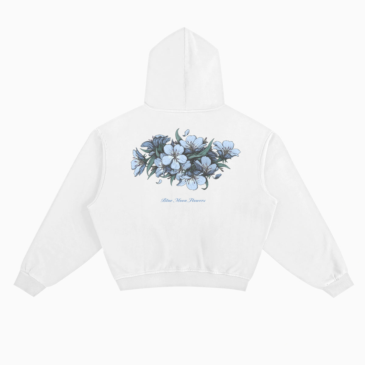 Blue Moon Flowers Box Hoodie - White