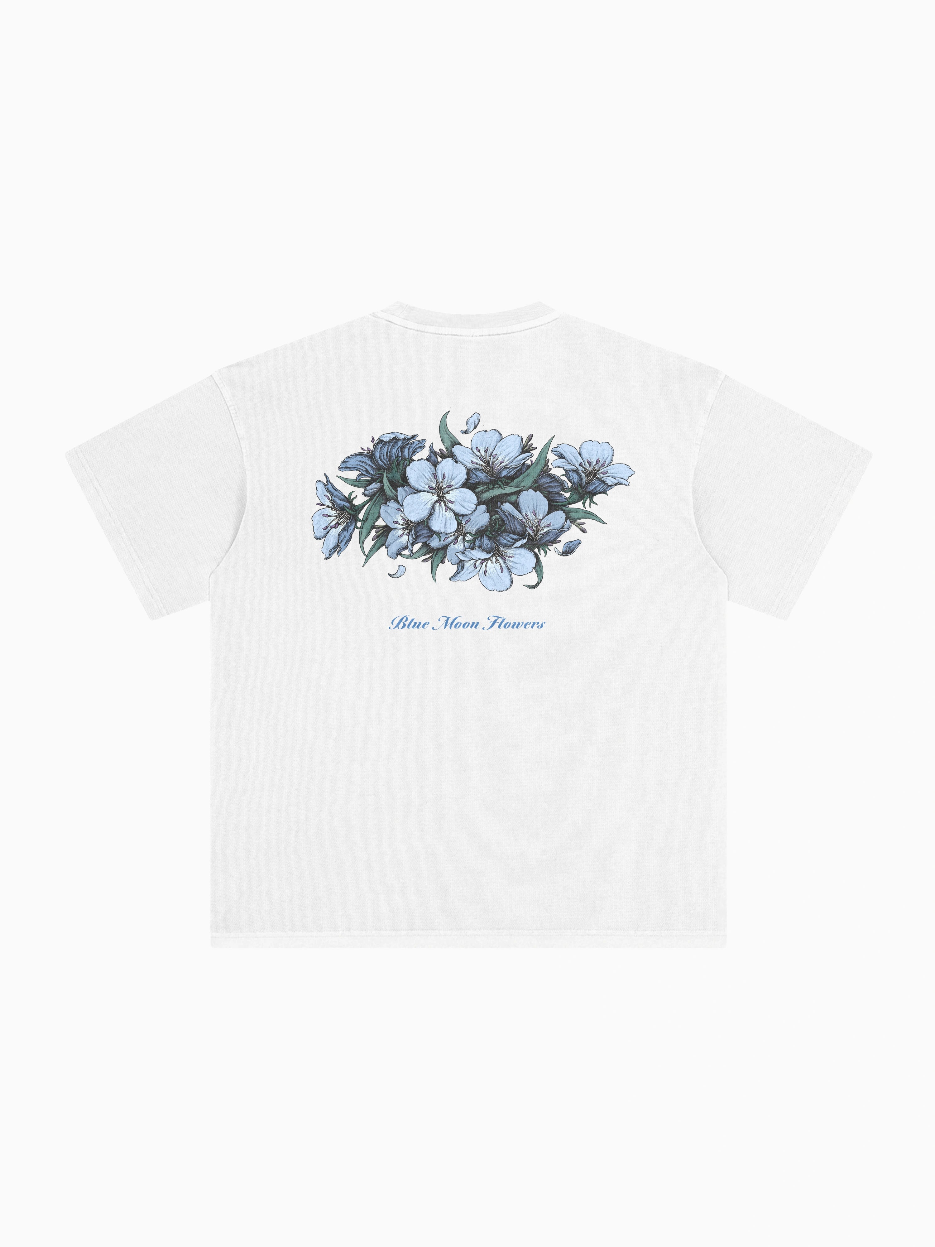 Blue Moon Flowers Box Tee - White