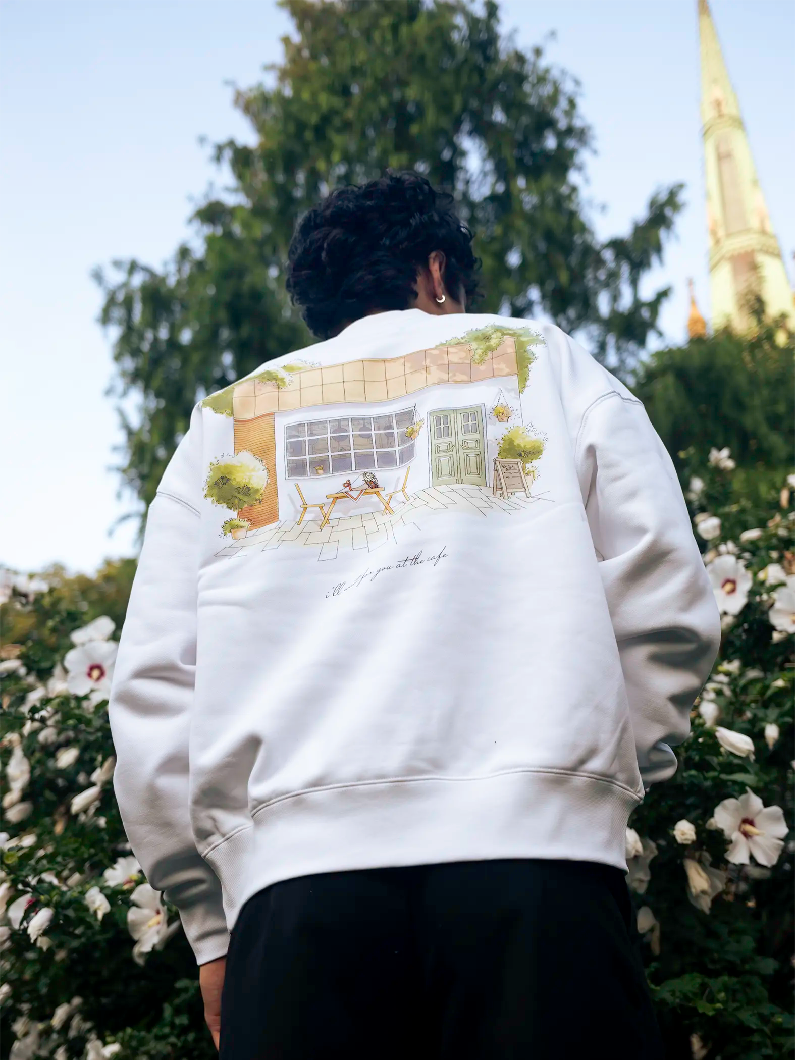 Cafe Box Crewneck - White