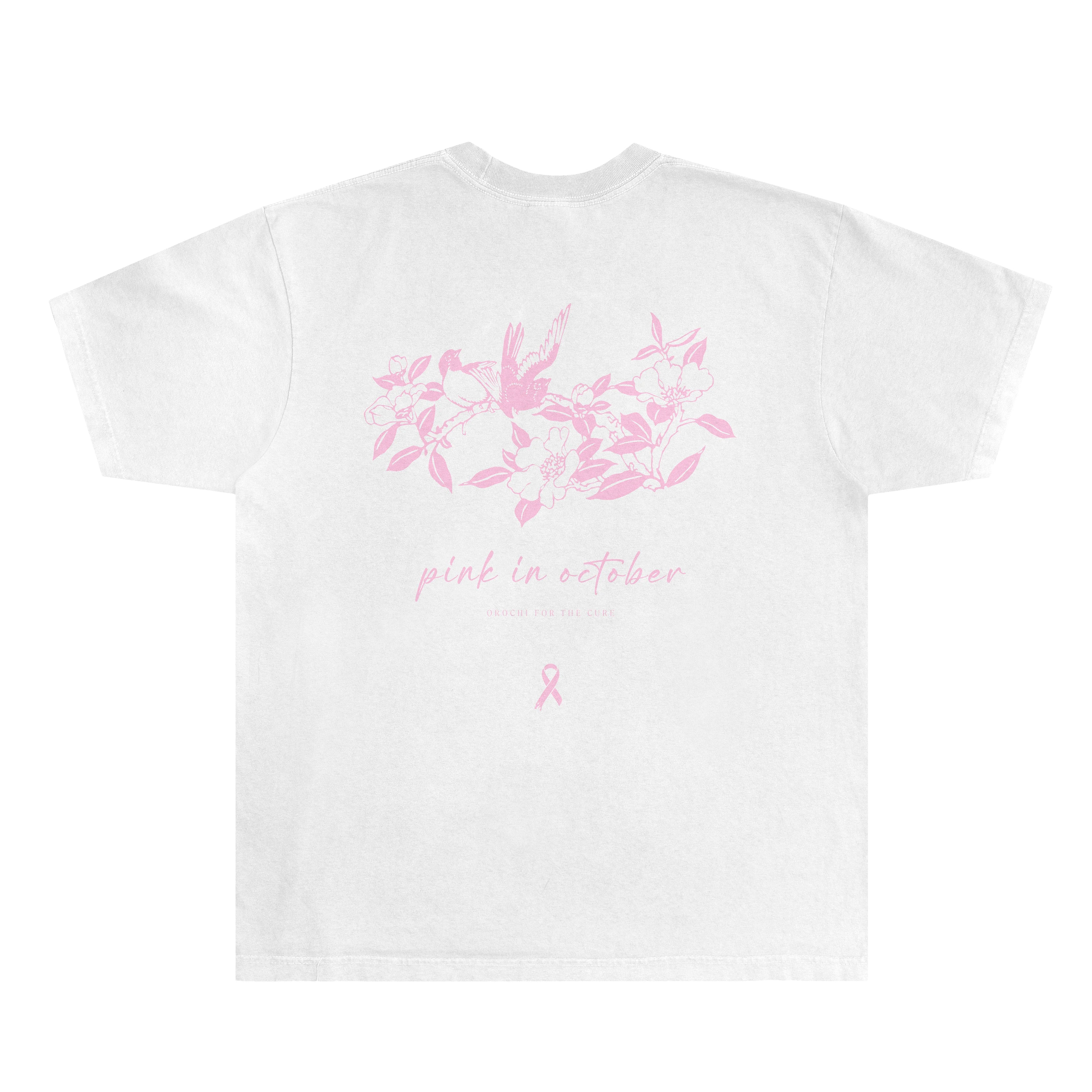 Pink in October Tee - White