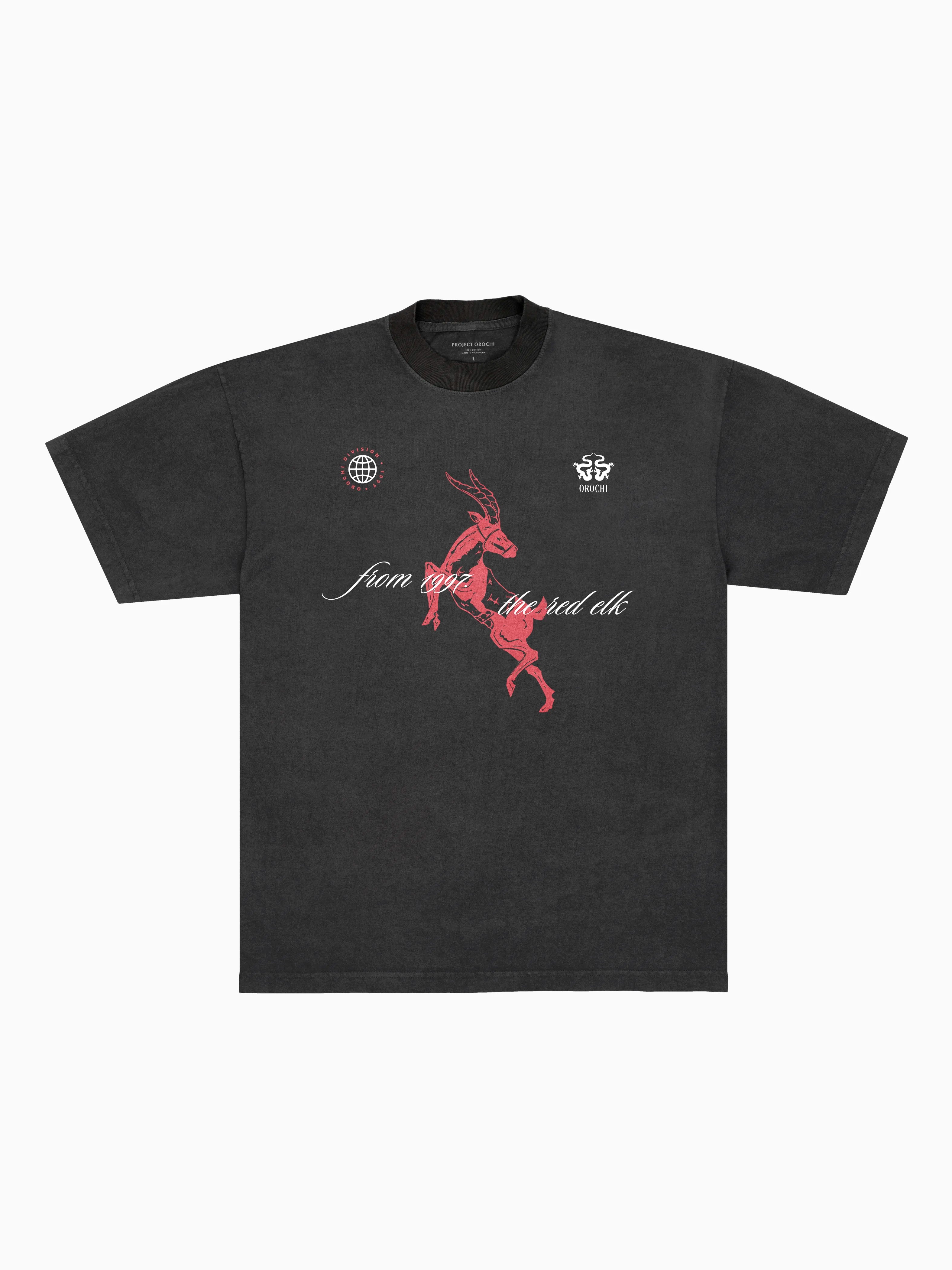 Red Elk Ringer Tee - Black