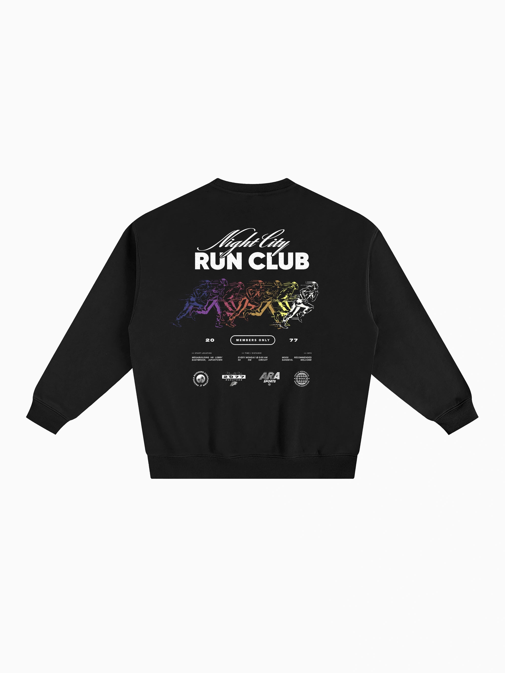 Project Orochi Run Club Box Crewneck back graphic design