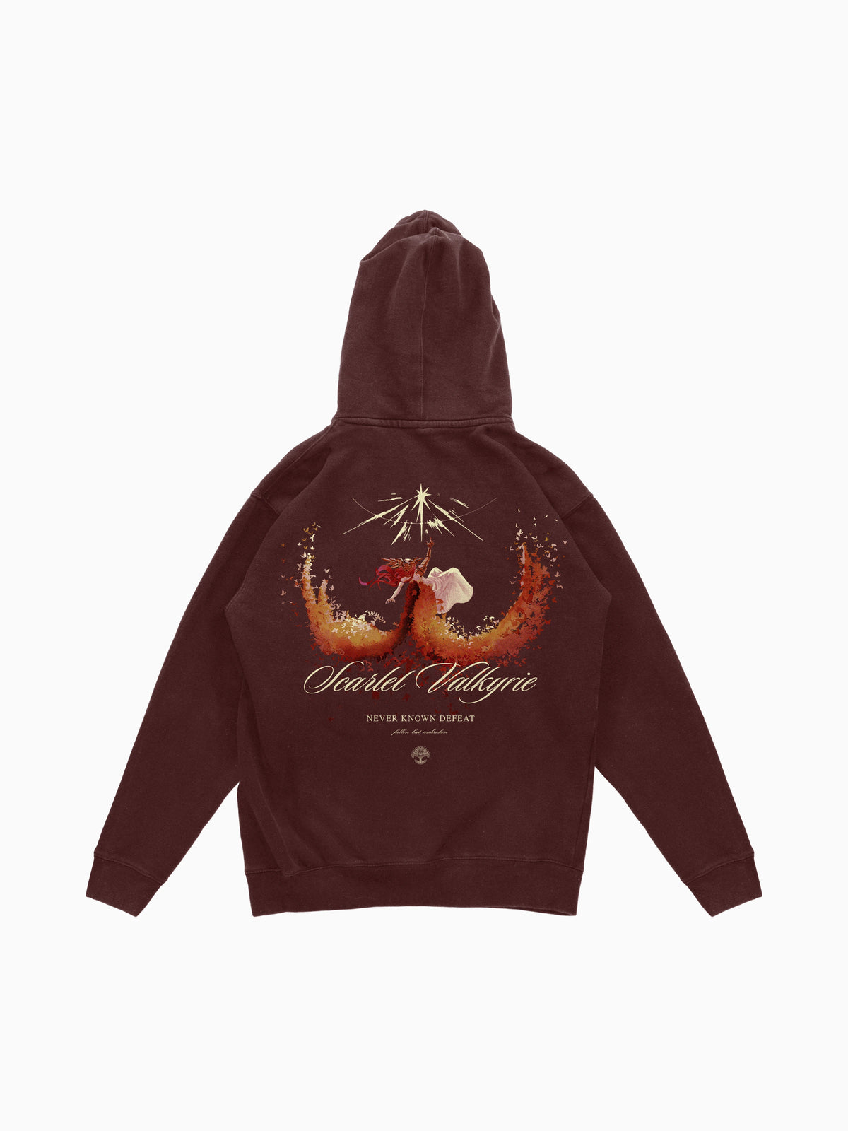 Scarlet Valkyrie Hoodie - Maroon (back mockup)