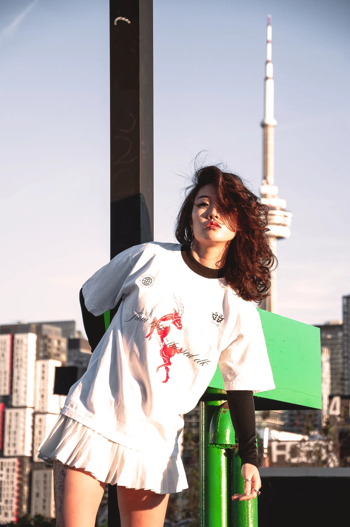Red Elk Ringer Tee - White